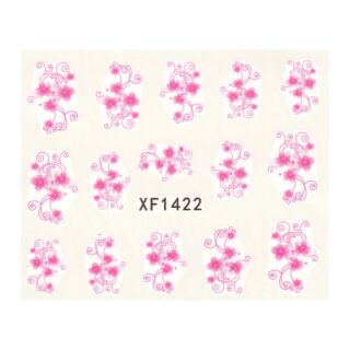 little flowers water transfer sticker sheet pink XF1422