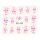 little flowers water transfer sticker sheet pink XF1422