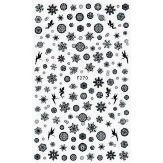 black snowflakes sticker sheet F270