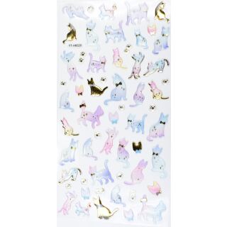 Stickerbogen Katzen pastell gold