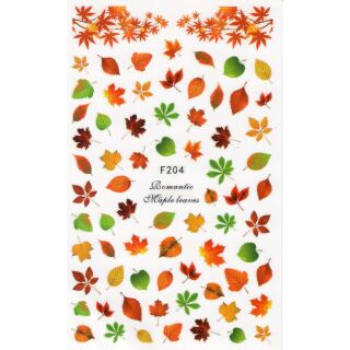 coloured autumn leafs sticker sheet F204