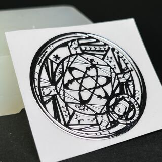 metal sticker mystic symbols silver - design 63 - alchemical circle