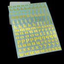 metal sticker 9mm letters and numbers gold -  lowercase...