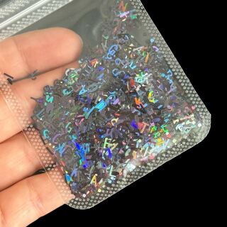 schwarze holografische Buchstaben
