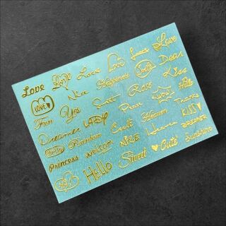 metal sticker mini messages gold - design 3