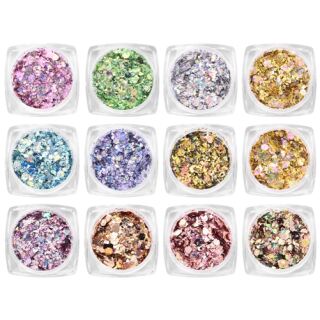 mixed holographic glitter in 12 different colors