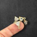 4 triangle charms gold with rhinestone