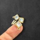 4 rhombus charms gold with rhinestone