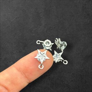 4 star charms silver with rhinestone