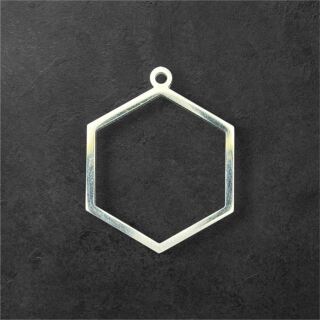 Edelstahl Lünette Hexagon dick 24mm silber
