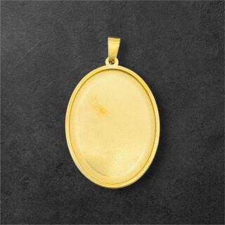 stainless steel oval pendant 23,5mm gold