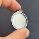 stainless steel round pendant 28mm silver