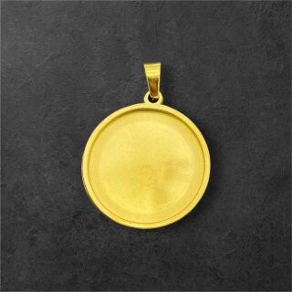 stainless steel round pendant 28mm gold