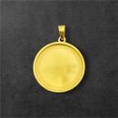 stainless steel round pendant 28mm gold