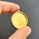 stainless steel round pendant 28mm gold