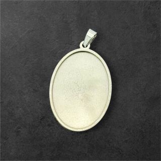 Edelstahl Anhänger Oval 27.5mm silber
