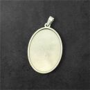 Edelstahl Anhänger Oval 27.5mm silber