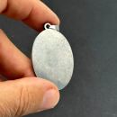 Edelstahl Anhänger Oval 27.5mm silber