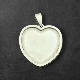 stainless steel heart pendant 29mm silver